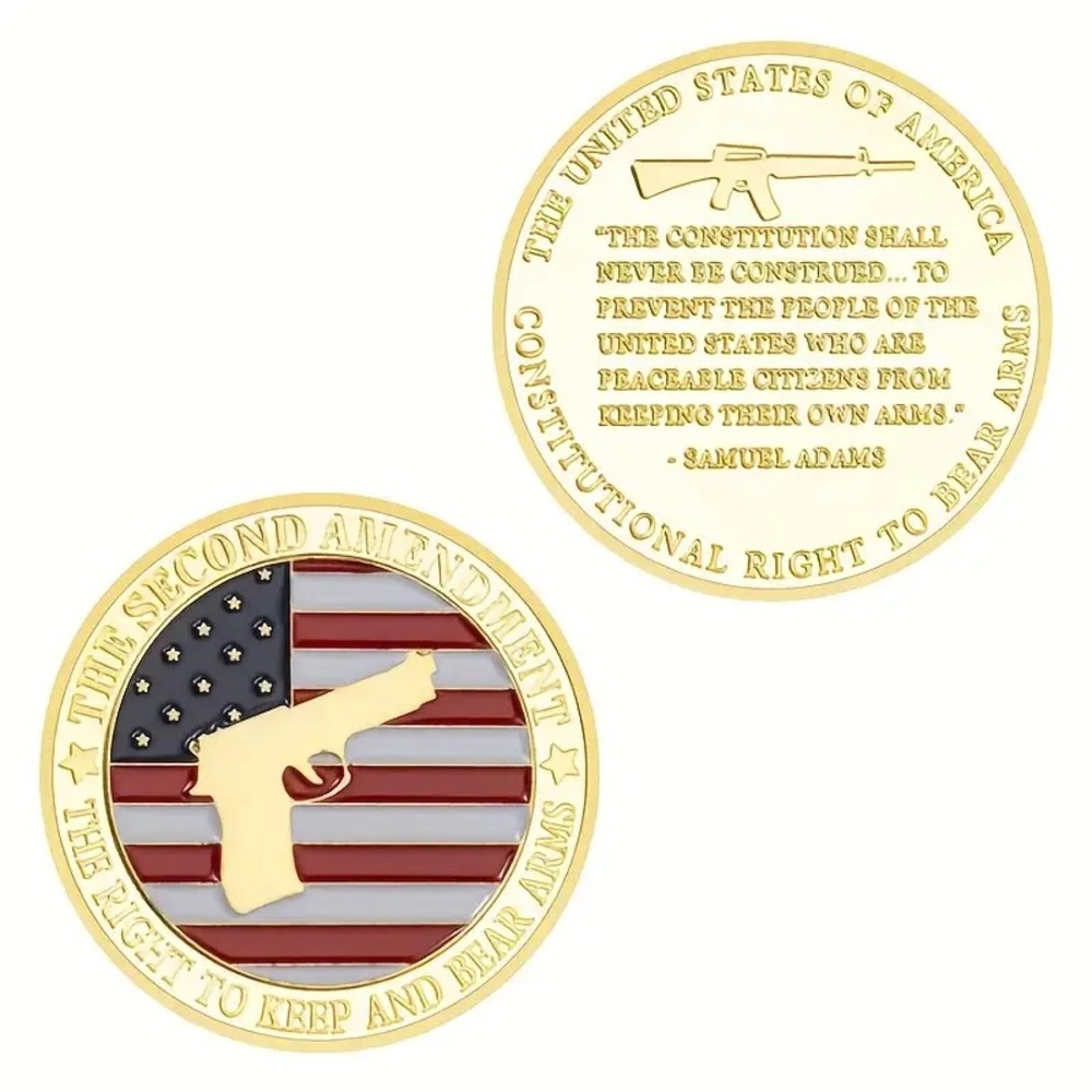 🇺🇸2nd Amendment Right To Bear Arms Samuel Adams Encased Gold Collector Coin!